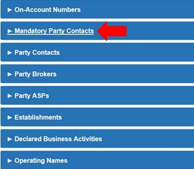 Screen capture of the Manage Party sections. Description follows.