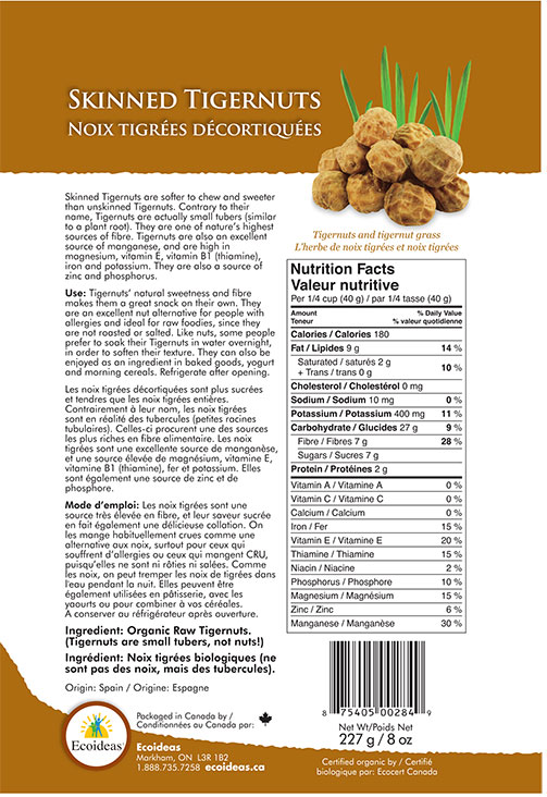 Skinned Tigernuts 227 g label - fback
