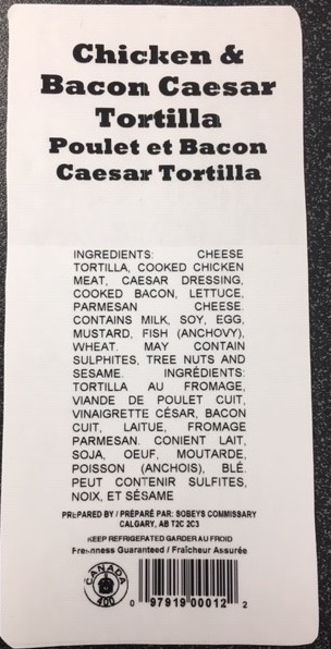 None - Chicken & Bacon Caesar Tortilla