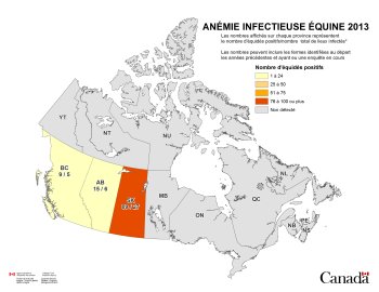Carte - Anémie infectieuse des équidés au Canada, 2013.