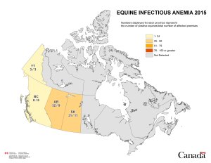 Map - Equine Infectious Anemia 2015, Canada. Description follows.