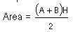 Mathematical calculations - Area of trapezoid equal to (A plus B) multiply by Height then divide by 2