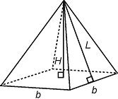 Mathematical Calculations - Total area of pyramid with a square base is equal to area of 4 triangles plus area of base