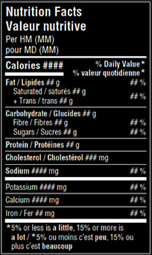 This nutrition facts table has white print on dark background which is not permitted.