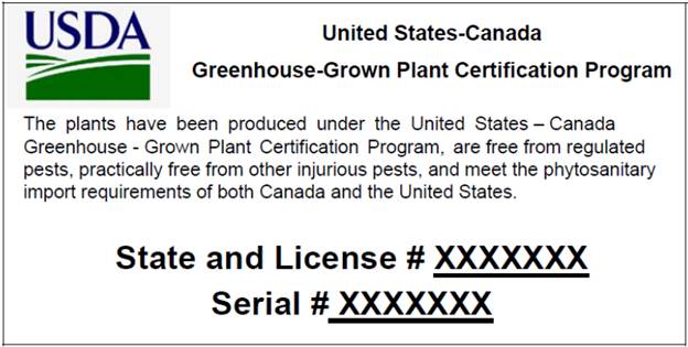 étiquette de certification à l'exportation – États-Unis