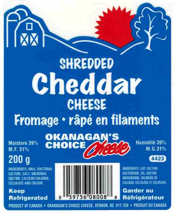 Okanagan's Choice Cheese Shredded Cheddar Cheese - 200 g