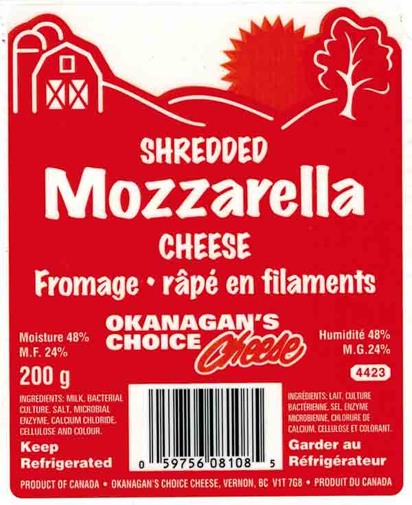 Okanagan's Choice Cheese Shredded Mozzarella Cheese - 200 g
