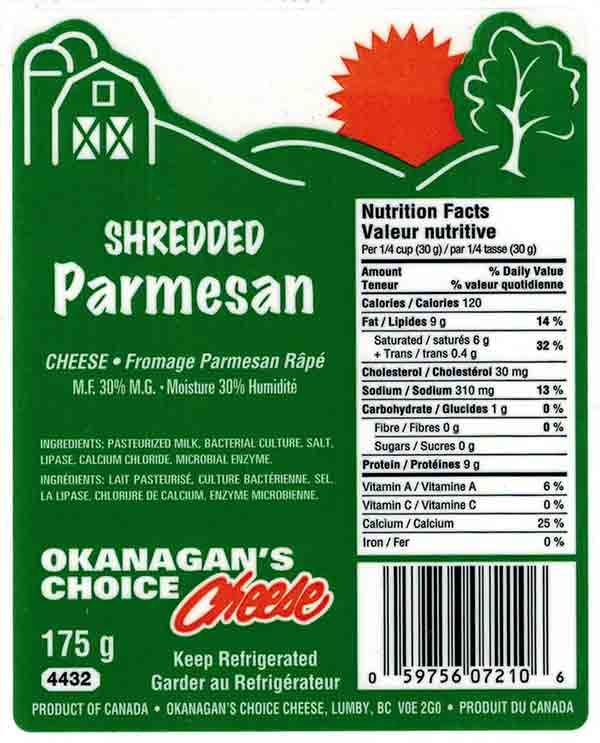 Okanagan's Choice Cheese Shredded Parmesan Cheese - 175 g