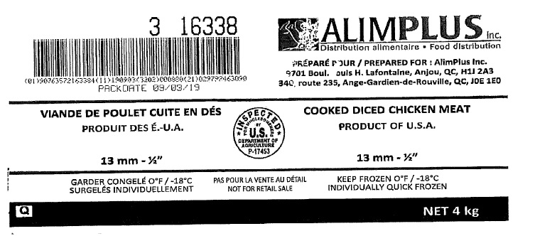 AlimPlus Inc. - Viande de poulet cuite en dés de 13 mm – ½ po (#16338) 