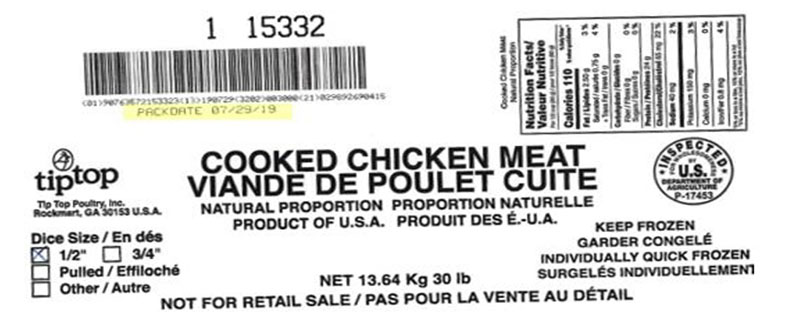 Reuven International - Viande de poulet cuite, proportion naturelle – en dés (#15307)