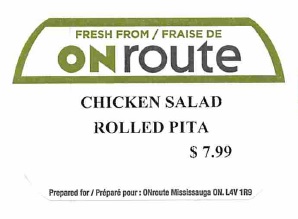 ONroute - « Chicken Salad Rolled Pita »