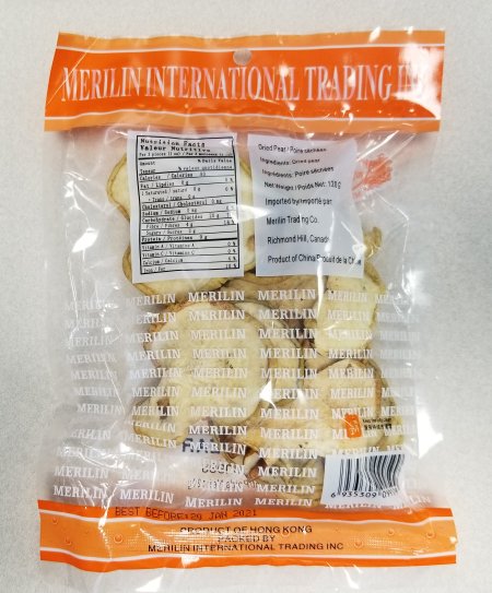 Merilin - Dried Pear - back of package