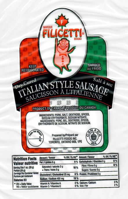 Filicetti - Saucisson à l'italienne - saucisson doux salé à sec