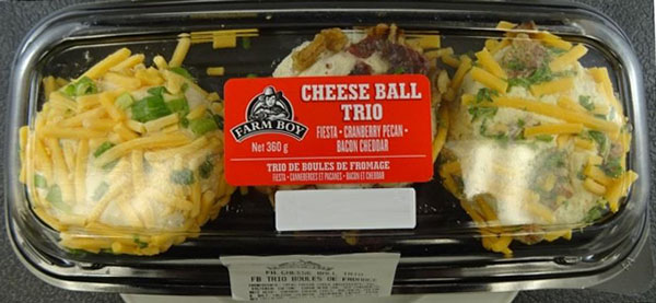 Farm Boy Trio de boules de fromage – 360 grammes (étiquette de l'emballage extérieur)
