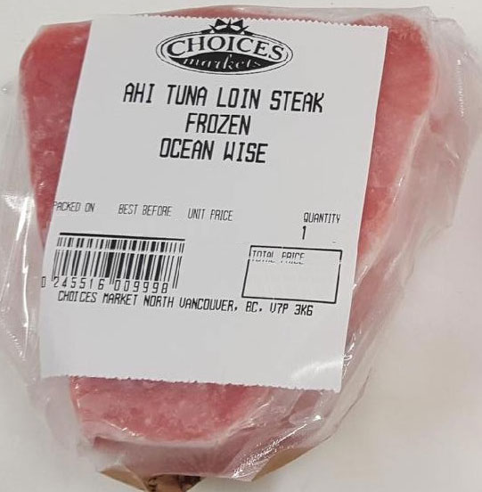Choices Markets - « Ahi Tuna Loin Steak Frozen – Ocean Wise »