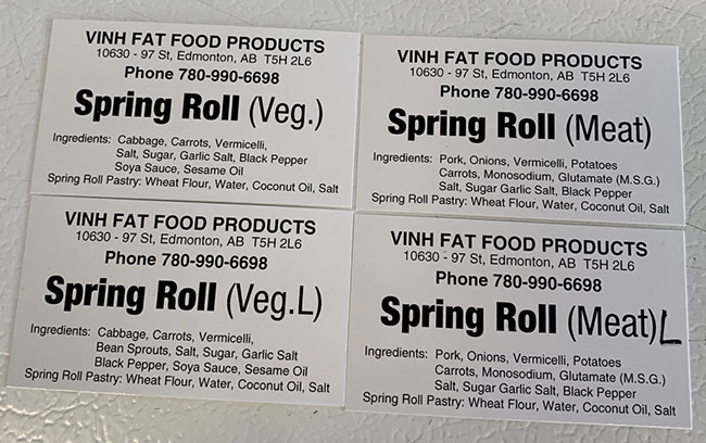 Vinh Fat Food Products : Spring Roll