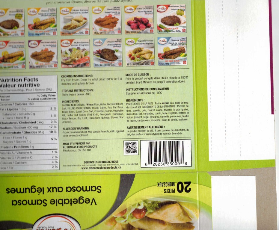 Al-Shamas Food Products : Samosa aux légumes - 650 g