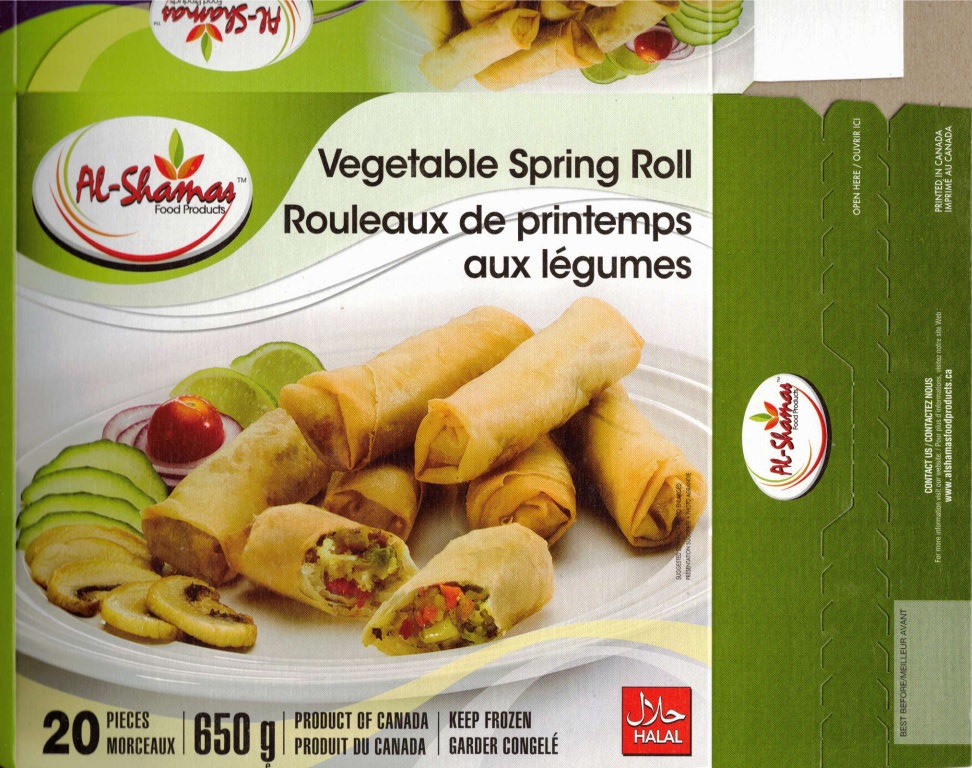 Al-Shamas Food Products : Rouleaux de printemps aux légumes - 650 g