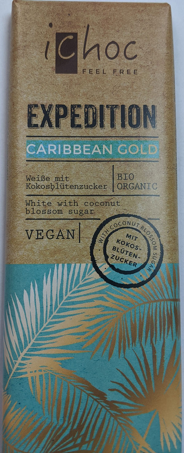 iChoc - Expedition Caribbean Gold – White with Coconut Blossom Sugar - Vegan - front