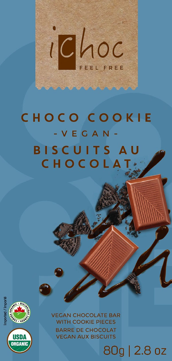 iChoc - Choco Cookie – Vegan Chocolate Bar with Cookie Pieces