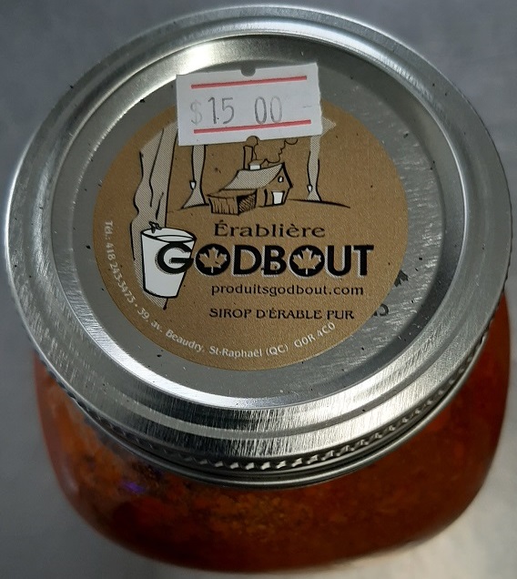 Érablière Godbout&nbsp;&ndash; Sauce spaghetti (étiquette de l'emballage)