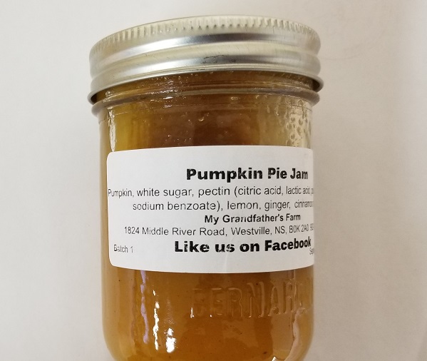 My Grandfather’s Farm – Pumpkin Pie Jam – 250 mL (label)