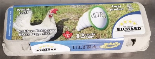 Les Oeufs Richard Eggs Inc. – Extra gros oeufs Ultra calibre – 12 oeufs