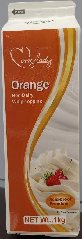 Merrylady – Orange Non-Dairy Whip Topping – 1 kg (front)